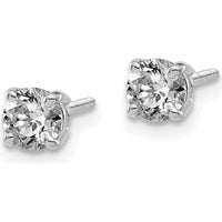14K White Gold .60 Carat Round Diamond Stud Earrings with Four Prong Setting and Rhodium Plating by 0