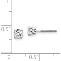 14K White Gold .60 Carat Round Diamond Stud Earrings with Four Prong Setting and Rhodium Plating by 0