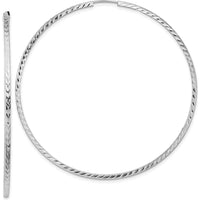 14K White Gold 60mm Diamond-Cut Endless Hoop Earrings - Polished Rhodium Finish by 0