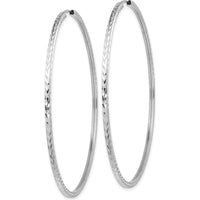 14K White Gold 60mm Diamond-Cut Endless Hoop Earrings - Polished Rhodium Finish by 0