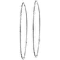 14K White Gold 60mm Diamond-Cut Endless Hoop Earrings with Rhodium Plating by Oro Pregiato