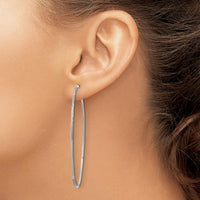 14K White Gold 60mm Diamond-Cut Endless Hoop Earrings with Rhodium Plating by Oro Pregiato