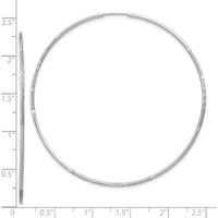 14K White Gold 60mm Diamond-Cut Endless Hoop Earrings with Rhodium Plating by Oro Pregiato
