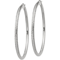 14K White Gold 60mm Diamond-Cut Hoop Earrings with Rhodium Plating by 0