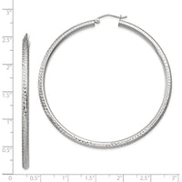 14K White Gold 60mm Diamond-Cut Hoop Earrings with Rhodium Plating by 0