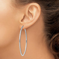 14K White Gold 60mm Diamond-Cut Round Tube Hoop Earrings - Polished Finish by 0