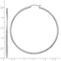 14K White Gold 60mm Diamond-Cut Round Tube Hoop Earrings - Polished Finish by 0