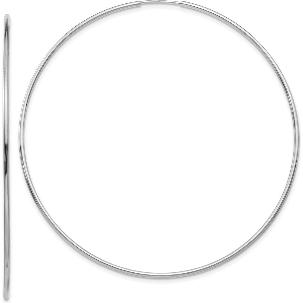 14K White Gold 60mm Polished Endless Hoop Earrings - Rhodium Plated by 0