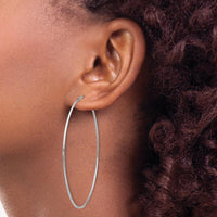 14K White Gold 60mm Polished Endless Hoop Earrings - Rhodium Plated by 0