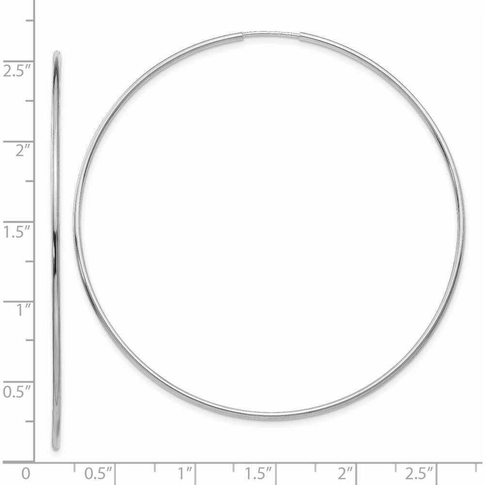 14K White Gold 60mm Polished Endless Hoop Earrings - Rhodium Plated by 0
