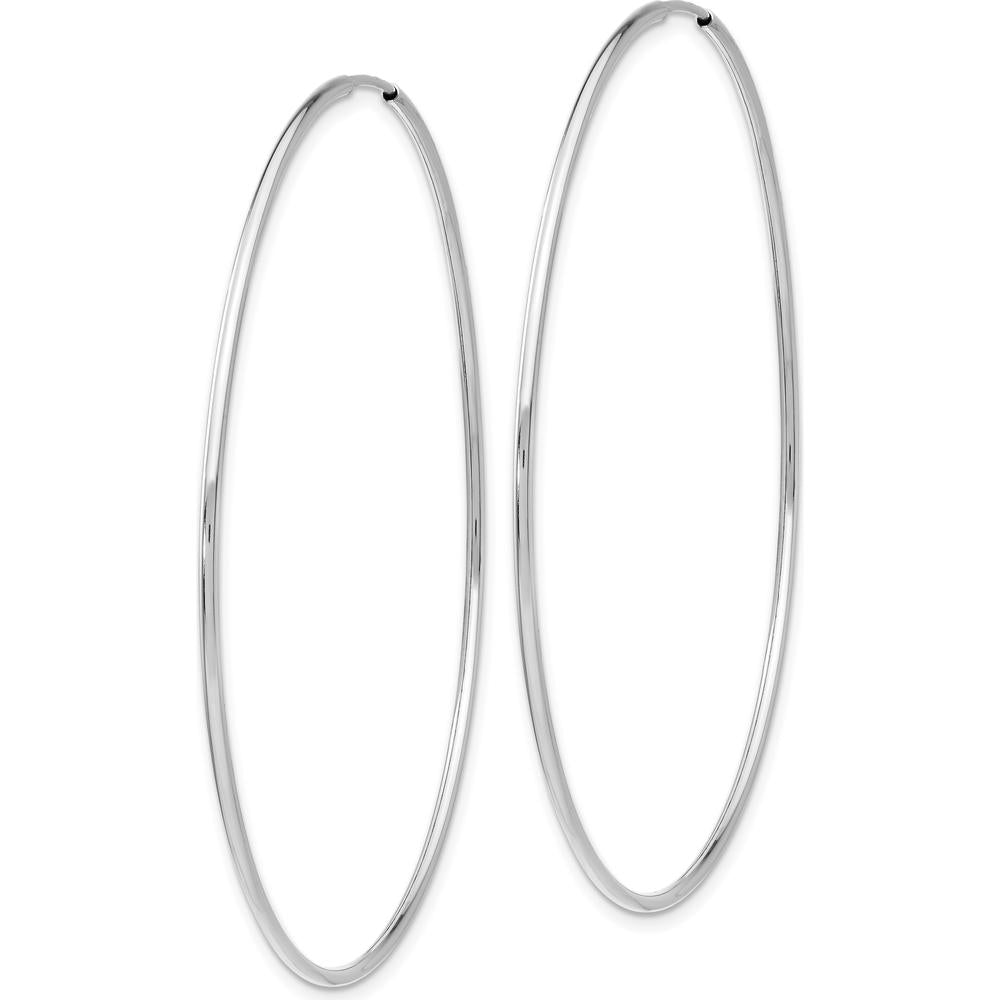 14K White Gold 60mm Polished Endless Tube Hoop Earrings by 0