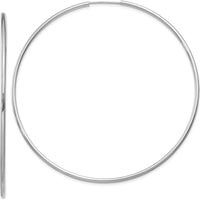 14K White Gold 65mm Polished Endless Hoop Earrings with Rhodium Plating by Oro Pregiato