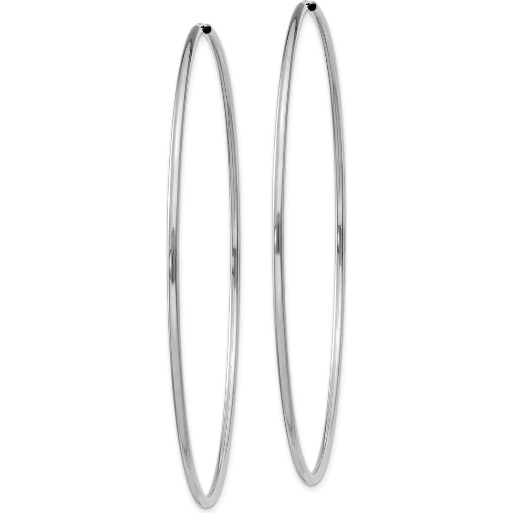 14K White Gold 65mm Polished Endless Hoop Earrings with Rhodium Plating by Oro Pregiato