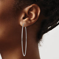 14K White Gold 65mm Polished Endless Hoop Earrings with Rhodium Plating by Oro Pregiato