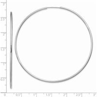 14K White Gold 65mm Polished Endless Hoop Earrings with Rhodium Plating by Oro Pregiato