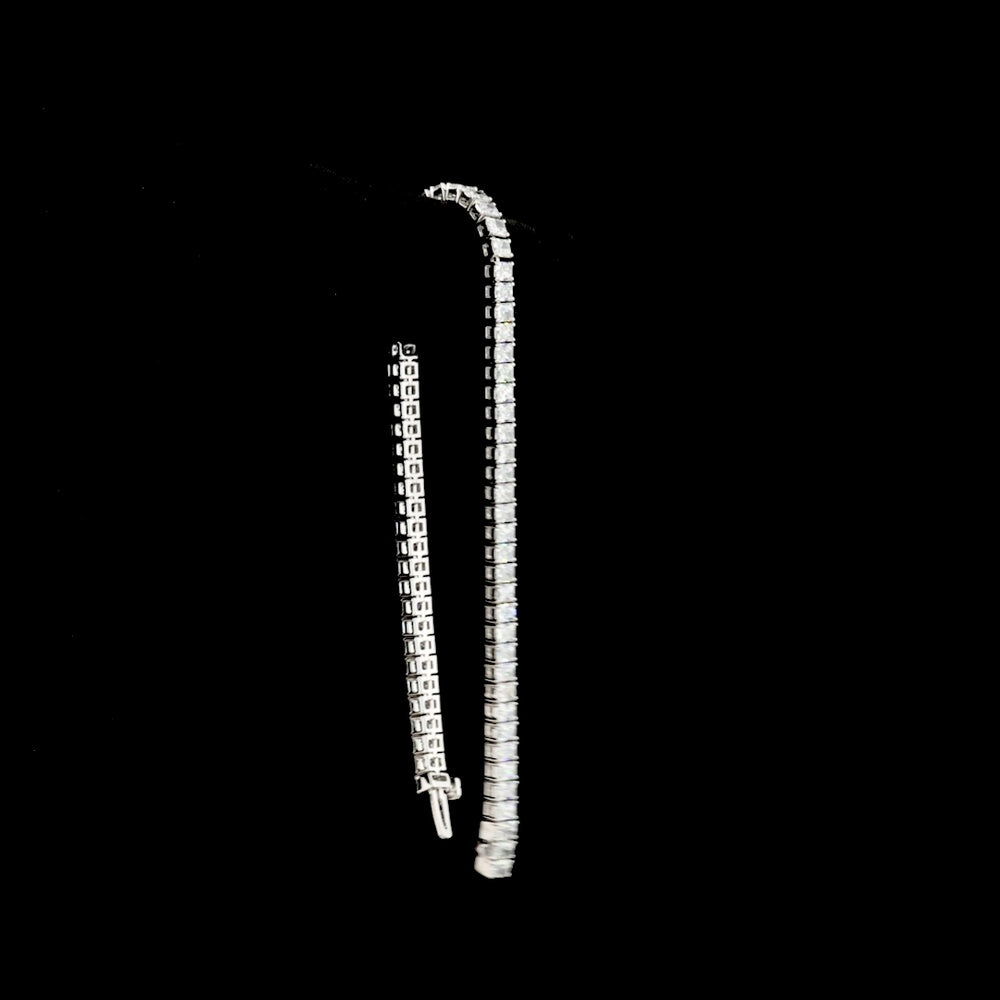 14K White Gold 68-Stone Radiant Cut Lab Diamond Tennis Bracelet - 6.33 Carats Total Diamond Weight - Covaloro Fine Jewelry