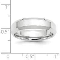 14K White Gold 6mm Beveled Edge Comfort Fit Wedding Band - Polished Rhodium Plated Design by 0