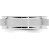 14K White Gold 6mm Brushed Satin Comfort Fit Wedding Band with Polished Edges - Size 9 by 0