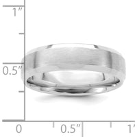 14K White Gold 6mm Comfort Fit Brushed Satin Wedding Band with Polished Beveled Edges by 0