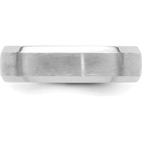 14K White Gold 6mm Comfort Fit Brushed Satin Wedding Band with Polished Beveled Edges by 0