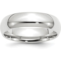 14K White Gold 6mm Comfort Fit Domed Wedding Band in Size 13 - Rhodium Plated, Sizable and Engravable by 0