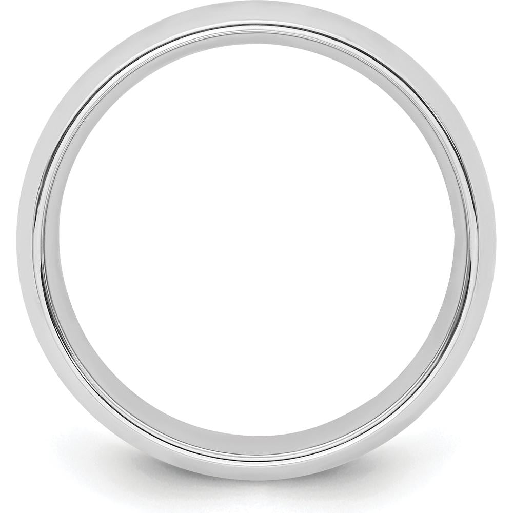 14K White Gold 6mm Comfort Fit Domed Wedding Band in Size 13 - Rhodium Plated, Sizable and Engravable by 0