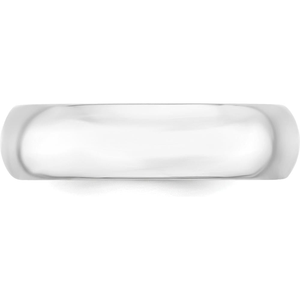 14K White Gold 6mm Comfort Fit Domed Wedding Band in Size 13 - Rhodium Plated, Sizable and Engravable by 0