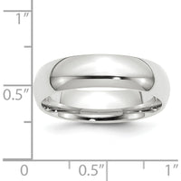 14K White Gold 6mm Comfort Fit Domed Wedding Band in Size 13 - Rhodium Plated, Sizable and Engravable by 0