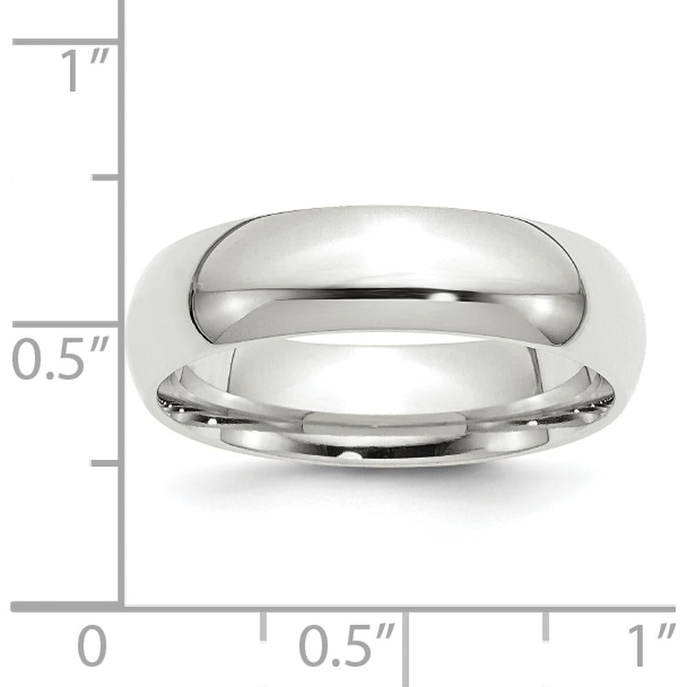 14K White Gold 6mm Comfort Fit Domed Wedding Band in Size 13 - Rhodium Plated, Sizable and Engravable by 0