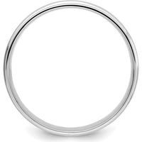 14K White Gold 6mm Comfort Fit Wedding Band with Brushed Satin and Polished Grooved Edges - Standard Weight by 0