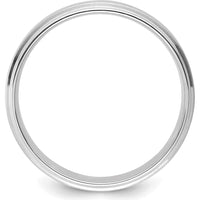 14K White Gold 6mm Comfort Fit Wedding Band with Brushed Satin and Polished Stepped Edge by 0