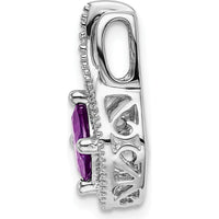 14K White Gold 6mm Cushion Amethyst and Diamond Pendant - 0.73 Carat Amethyst Weight by Lumare Gioia