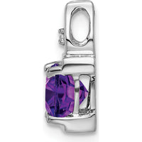 14K White Gold 6mm Cushion Amethyst and Round Diamond Pendant - 0.9 Carat Total Amethyst Weight by Lumare Gioia