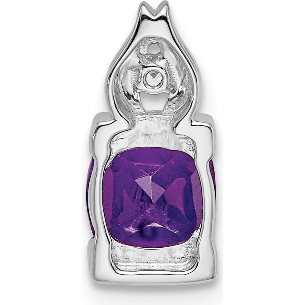 14K White Gold 6mm Cushion Amethyst and Round Diamond Pendant - 0.9 Carat Total Amethyst Weight by Lumare Gioia