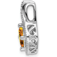 14K White Gold 6mm Cushion Citrine and Diamond Chain Slide - 0.73 Carat Total Citrine Weight by Lumare Gioia