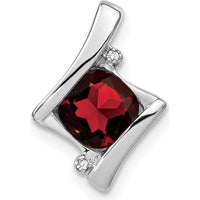 14K White Gold 6mm Cushion Garnet and Diamond Chain Slide - 1.25 Carat Garnet Weight by Lumare Gioia