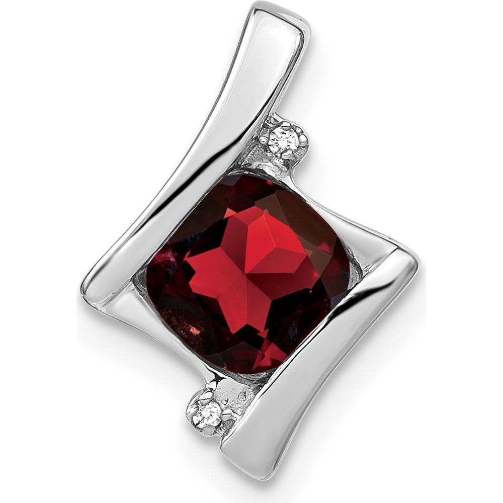 14K White Gold 6mm Cushion Garnet and Diamond Chain Slide - 1.25 Carat Garnet Weight by Lumare Gioia