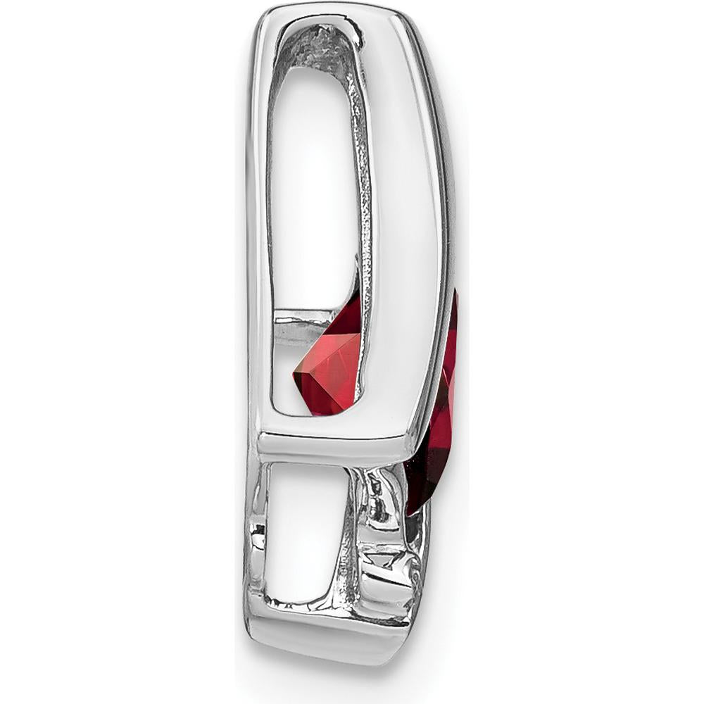 14K White Gold 6mm Cushion Garnet and Diamond Chain Slide - 1.25 Carat Garnet Weight by Lumare Gioia