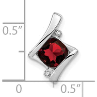 14K White Gold 6mm Cushion Garnet and Diamond Chain Slide - 1.25 Carat Garnet Weight by Lumare Gioia