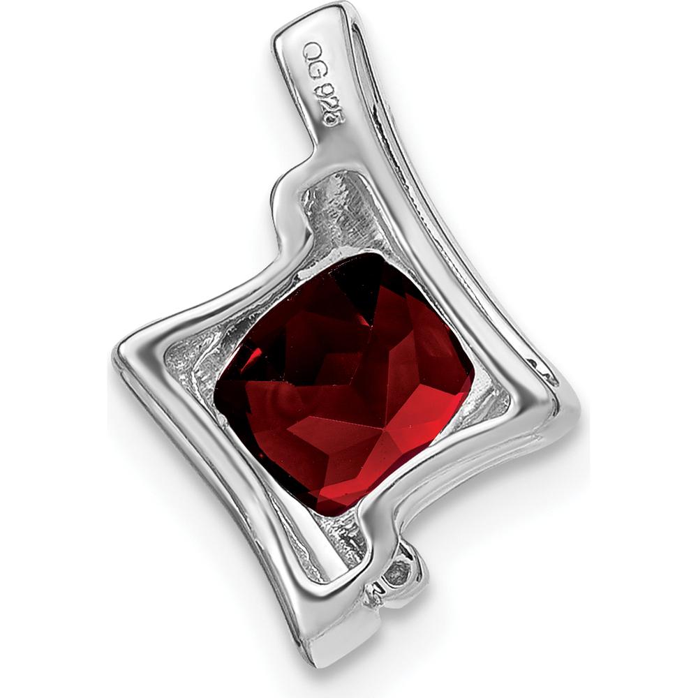 14K White Gold 6mm Cushion Garnet and Diamond Chain Slide - 1.25 Carat Garnet Weight by Lumare Gioia
