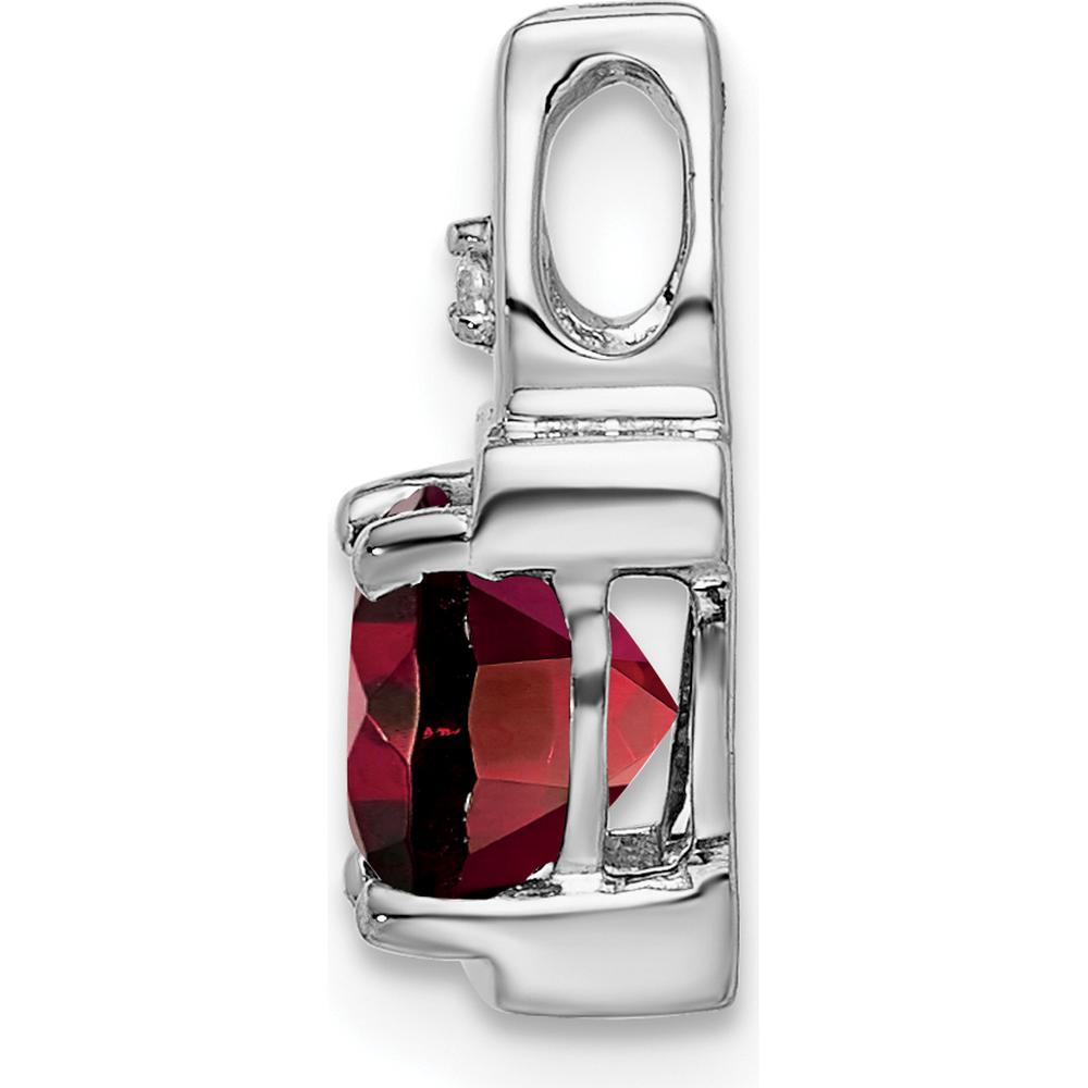 14K White Gold 6mm Cushion Garnet and Diamond Pendant with 0.9 Carat Garnet and 0.01 Carat Diamond by Lumare Gioia
