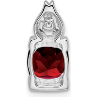 14K White Gold 6mm Cushion Garnet and Diamond Pendant with 0.9 Carat Garnet and 0.01 Carat Diamond by Lumare Gioia