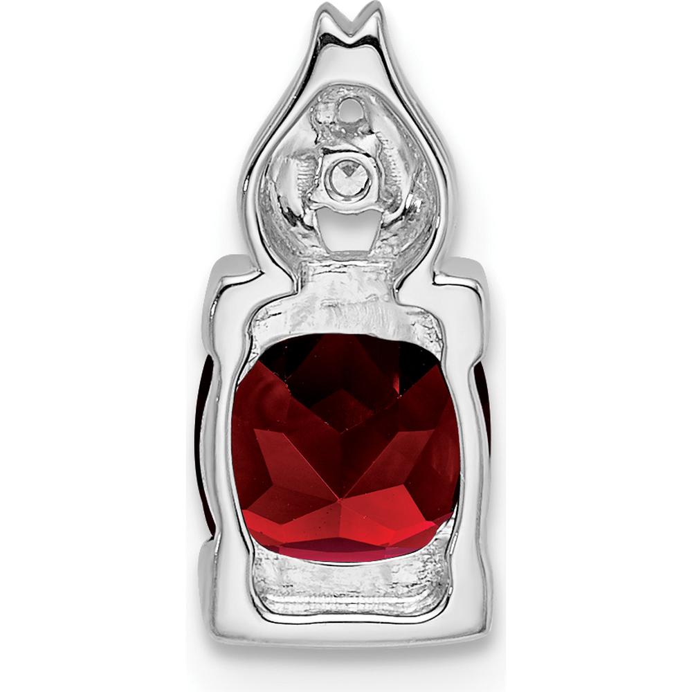 14K White Gold 6mm Cushion Garnet and Diamond Pendant with 0.9 Carat Garnet and 0.01 Carat Diamond by Lumare Gioia