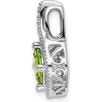 14K White Gold 6mm Cushion Peridot and Diamond Pendant - 0.73 Carat Peridot, 0.005 Carat Diamond by Lumare Gioia