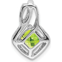 14K White Gold 6mm Cushion Peridot and Diamond Pendant - 0.73 Carat Peridot, 0.005 Carat Diamond by Lumare Gioia