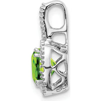 14K White Gold 6mm Cushion Peridot and Diamond Pendant - 0.86 Carat Total Peridot Weight by Lumare Gioia