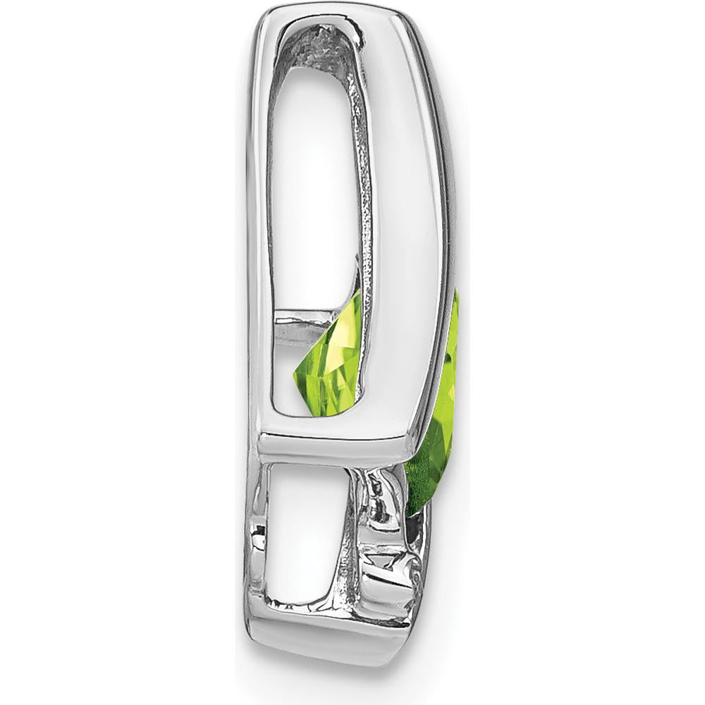 14K White Gold 6mm Cushion Peridot and Round Diamond Pendant - 1.25 Carat Total Peridot Weight by Lumare Gioia