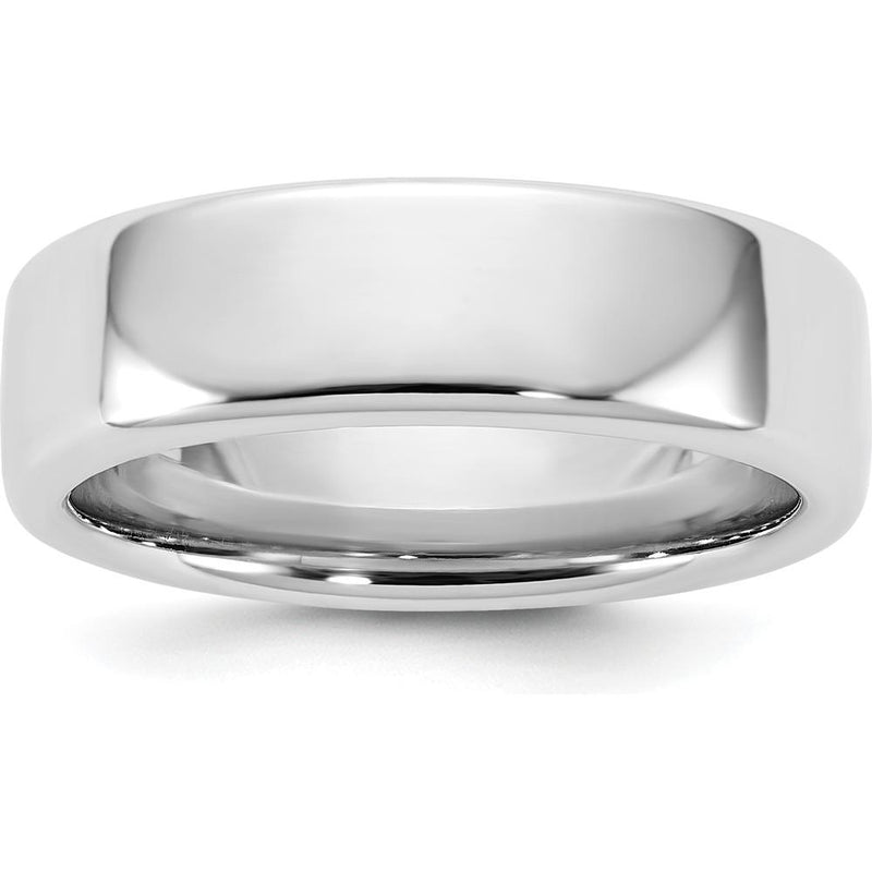14K White Gold 6mm Domed Comfort Fit Band with Polished Finish - Wedding Ring, Unisex by 0