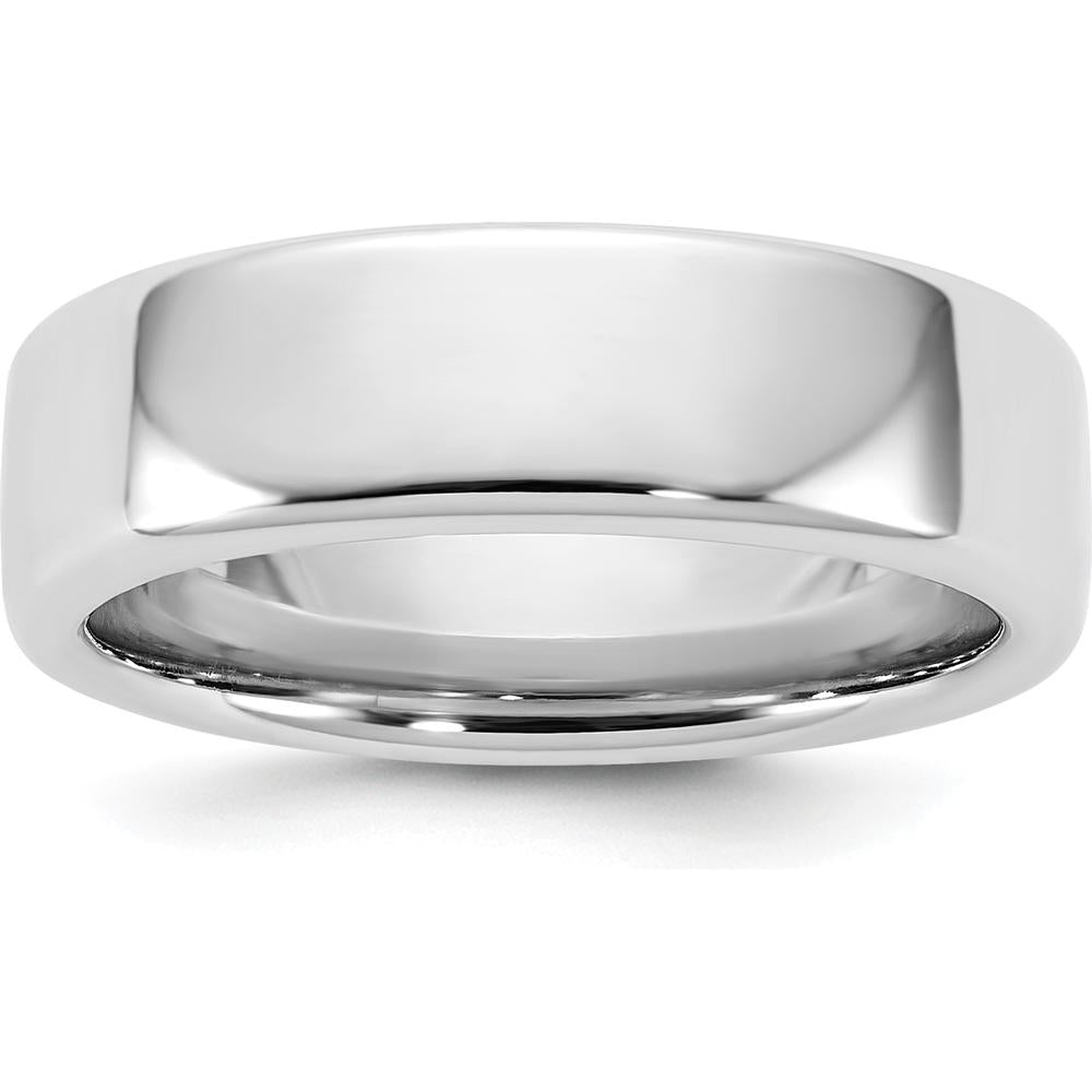 14K White Gold 6mm European Comfort Fit Domed Wedding Band - Polished Finish by 0