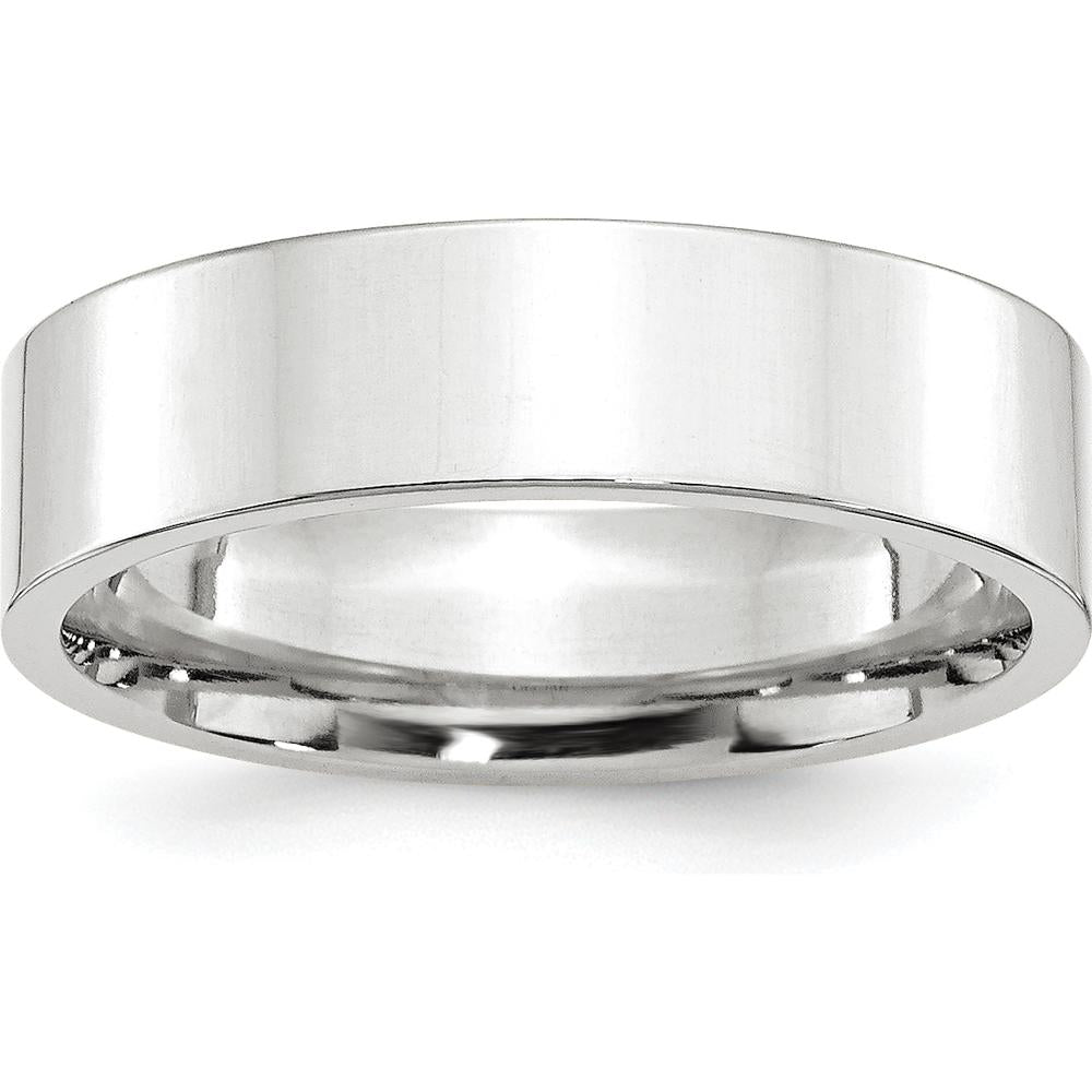 14K White Gold 6mm Flat Comfort Fit Wedding Band - Sizable and Engravable by Luciano & Cie